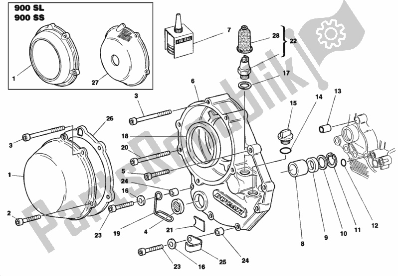 Tutte le parti per il Coperchio Frizione del Ducati Supersport 900 SS 1992